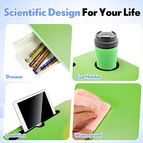 Sintuff 2 Pcs Laptop Bed Desk Foldable Lap Tray With Drawer Cup Holder Large Lap Desk Portable Bed Laptop Table For Breakfast Laptop Bed Tray For Writing Reading On Bed Low Sitting Floor (Green, Blue) #TOP3