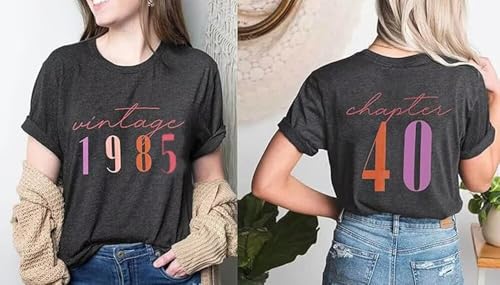 40th Birthday Gift Shirts Vintage 1985 Original Parts Tshirt for Women Letter Print Retro Birthday Casual Tee Tops3