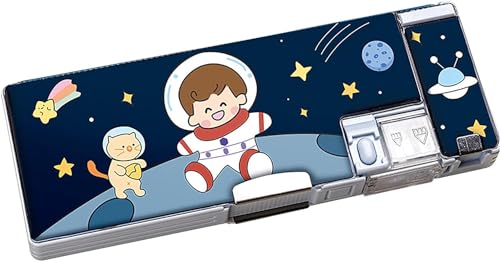 Image of Magical Multifunctional Cute School Pencil Box for Boy, Space Compass Box for Boys, Aesthetic Stationary Items for Kids, Magnetic Pencil Box, Best Gifts