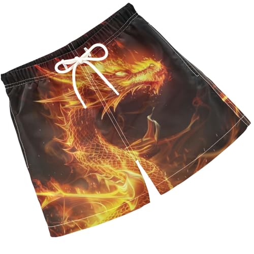 Pigsaly Boys Swim Trunks Orange Dragon Orange Fire Boys Board Shorts Swimsuit Swimwear Summer Bathing Suit 2T