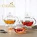 CnGlass 40.6oz/1200ml Glass Teapot with Removable Infuser,Stovetop Safe Tea Kettle,Blooming & Loose Leaf Tea Pot