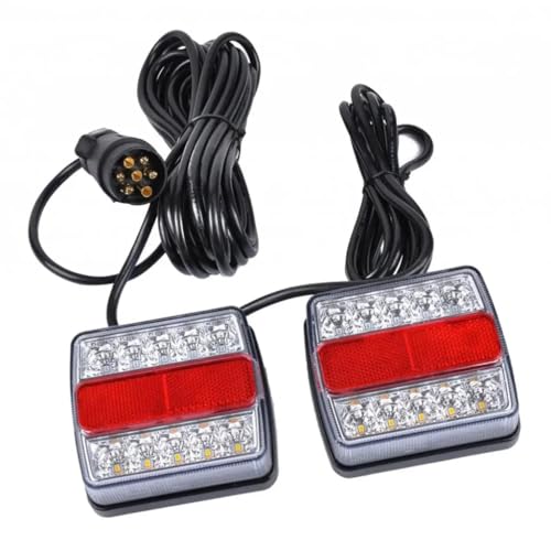 Genérico Luz trasera de freno y marcha atrás Luces LED impermeables para remolque de 12V, Kit de luces de freno/indicadoras/luces traseras, rojo + blanco