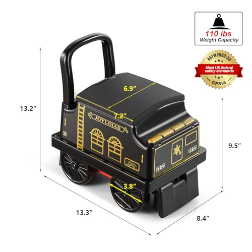 JOYLDIAS Train Carriage for Ride On Train with Songs, Stories, Storage and Handle, Black