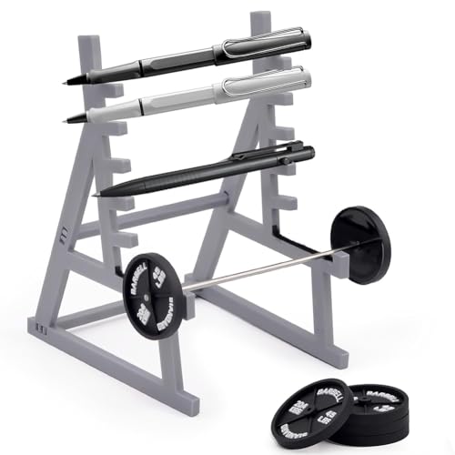 Mini Squat Rack Stifthalter, Hantel Stifthalter, Langhantel Rack Stifthalter, mit Hanteln und Gewichten, Gewichtheberbänke Bleistift Organizer für Männer Fitnessbegeisterte
