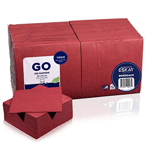 Bordeaux Beverage Napkins, 2-Ply Disposable Paper Napkins-Bar, Cocktail, Weddings, Birthday, EU Made, (300 Count)