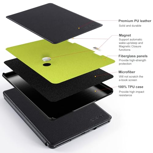 Image of CoBak Case for 6.8 inch eBook Readers 11th Generation 2021 Released | New PU Leather Cover and Clear Soft Silicone Back Cover with Auto Sleep Wake