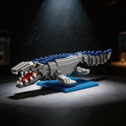 alltogetho Micro Mini Mosasaurus Building Blocks Kit - 9-Inch Cretaceous Ancient Giant Dinosaur Model, Engaging STEM Toy for 8+ Boys, Ideal Birthday Present & Desktop Decor Piece by alltogetho - Used condition - Image 6