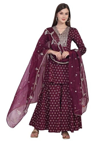 Kurta Angrakha Zari finitions haut de gamme ensemble sharara imprimé ditsy chic