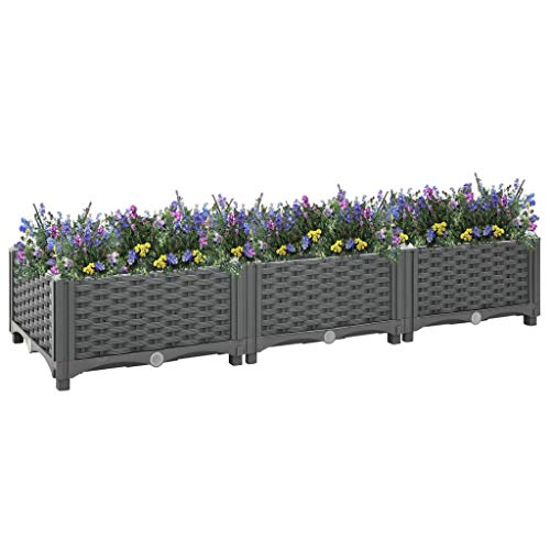 Preisvergleich Produktbild Hochbeet Pflanzkübel, Blumfeldt Hochbeet Hochbeet 120x40x23 cm Polypropylen Tiefem Breitem Design Pflanzbeet für Garten Terrasse Balkon