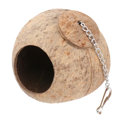 POPETPOP Bird Nest Coconut Shell Habitat for Parakeets Budgerigar Natural Bird House for Small Pets Outdoor Use Safe Cozy Environment for Bird Cages and