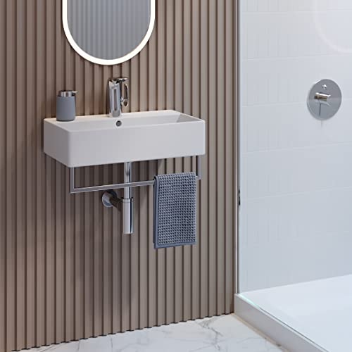 Claire 22" Wall-Mount Bathroom Sink with Silver Towel Bar by Swiss Madison Well Made Forever - Image 8