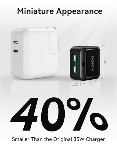 Image of USB C Charger Block 45W, Dual Port Flat Wall Charger Fast Charging Block | Dual Usbc Charger Block GaN+ PD Power Adapter with Foldable Plug Cube for iPhone 17 /16 /15 Series /iPad /Pixel /Samsung /Switch
