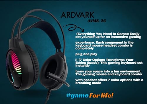 ARDVARK AVMK-26, 3in 1 Combo | Gaming Keyboard and Mouse Combo, RGB Backlit Wired Gaming Mouse and Keyboard, Gaming Headset, Gamer 3in 1 Bundle for... - Image 3