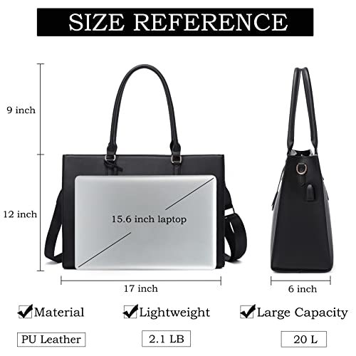 Laptop Bag for Women 17 inch Casual Work Bags with USB Charging Port Laptop Tote Bag with Clutch Purse (Black)3