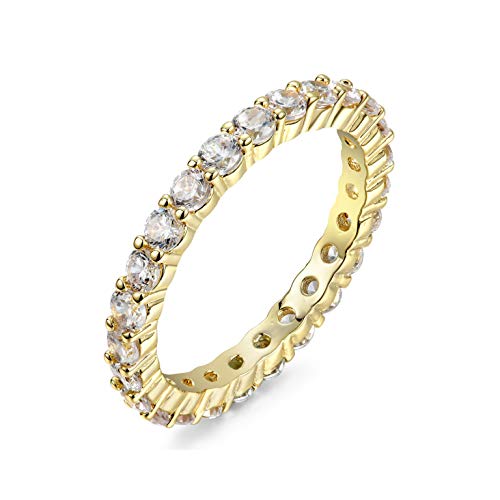 NYC Sterling 2.50mm Gold Sterling Silver 925 Cubic Zirconia Eternity Engagement Wedding Band Ring (6)