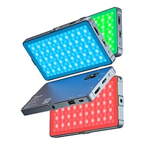 PHOTOOLEX RGB Video Light, Built-in 4000mAh 10w Rechargeable Battery LED Camera Light, 360°Full Color 21 Common Light Effects, CRI≥96 Portable Camera Light Panel with Aluminum Alloy Body