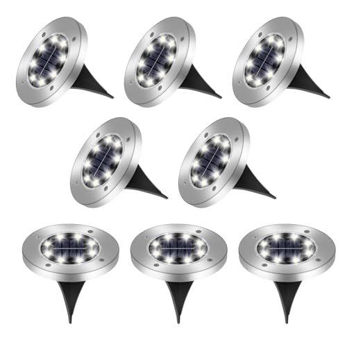 8 Pezzi Luci Solari LED da Giardino, Bianco Freddo, IP65