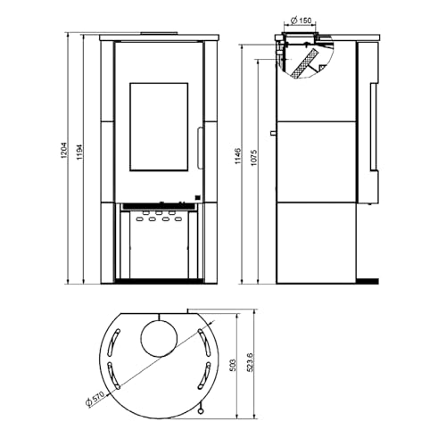 Wamsler Kaminofen Vitus W20001017065 in Keramik Schwarz, Energieeffizienz A+
