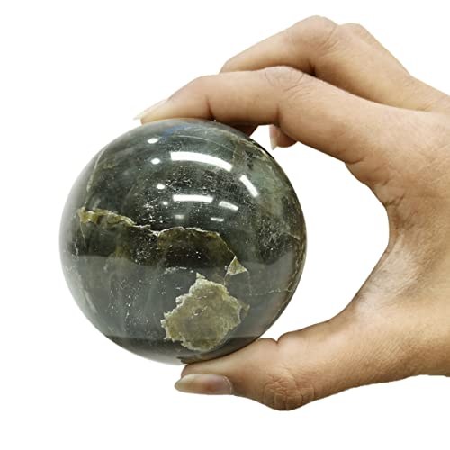 Image of Shubhanjali Labradorite Crystal Ball for Home Decorative Items 150-200 Gm Polished Round Gemstone Labradorite Stone Ball for Crystal at Home Office Desk Kids Table