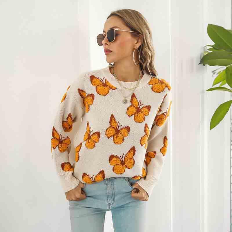 Women's Y2K Three-Dimensional Butterfly Sweater Women's Loose Autumn and Winter Long Sleeved Knitted Sweater4