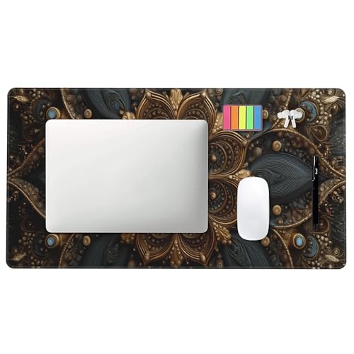 Image of Mandala Pattern Extended Gaming Mouse Pad, with Stitched Edges Large Mouse Pad Desk Protector, Rubber Base Mousepad Keyboard Mouses Mat for Work Game Office Home- 32 inch X 12 inch Inch,E181