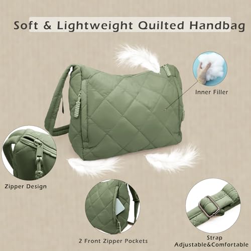 Image of Puffer Hobo Bag for Women Large Quilted Puffy Handbag Lightweight Quilted Carryall Shoulder Bag for Work Travel Gym