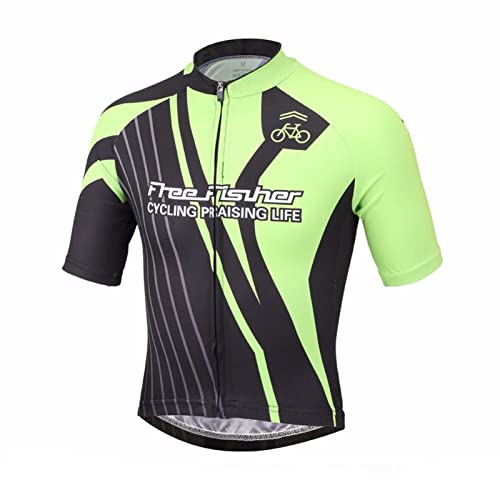 LSERVER Niños/Niñas Maillot de Ciclismo Camiseta de Manga Corta Transpirable y Secado Rápido para Verano, Negro Verde, 4-5 años (Etiqueta: M)