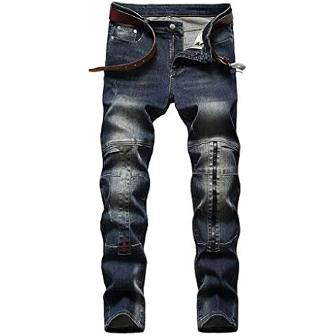 Chowsir Men Fashion Skinny Stretch Jeans Moto Biker Jeans Straight Denim Pants (36, 936) Cover