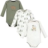 Hudson Baby baby girls Cotton Long-sleeve Bodysuits and Toddler T Shirt Set, Forest Deer 3-pack, 0-3 Months US