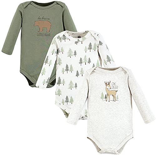 Image of Hudson Baby baby-girls Cotton Long-sleeve Bodysuits 3-pack