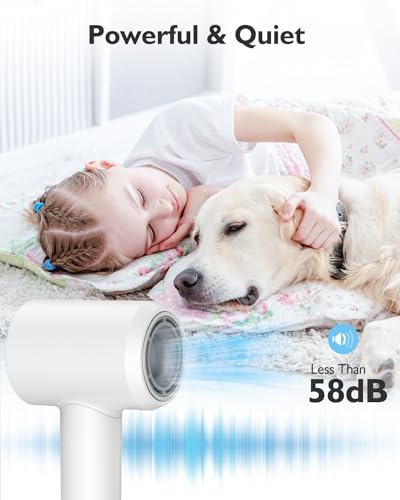 Professional 1500W Negative Ionic Hair Dryer for Women - Fast Drying, Low Noise, Portable with Magnetic Nozzle