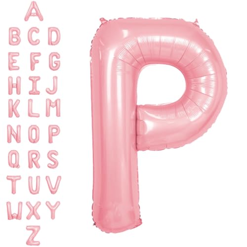 SUWEN 40 Inch Pink Large P Letter Balloons Big Foil Helium A-Z