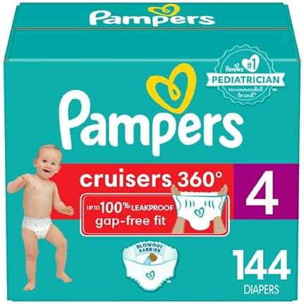 Pampers Cruisers 360 Pull-On Diapers, Size 4 (22-37 lbs), Babyproof up to 100% leakproof diaper1 Pack (Count of 144)