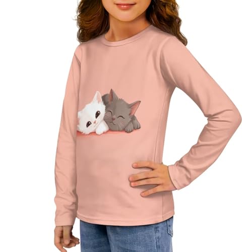Image of Girls Long Sleeve Shirts Casual Crewneck Soft T-shirts for Girls 3-16 Years Old