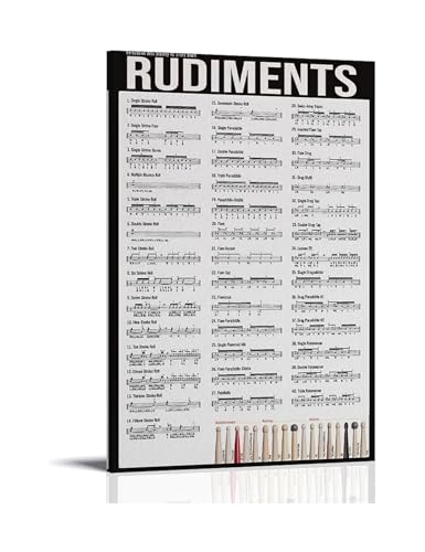 Cadre 40 rudiments de batterie tableau noir et blanc art mural moderne