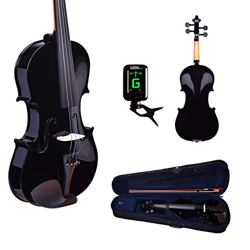 Image of Kadence V001D-C Vivaldi Violin | 4 /4 Full Size with Basswood Body & Brazilwood Bow | Includes Lightweight Hard Case, Bow, Rosin, Tuner & Learning Course | Black