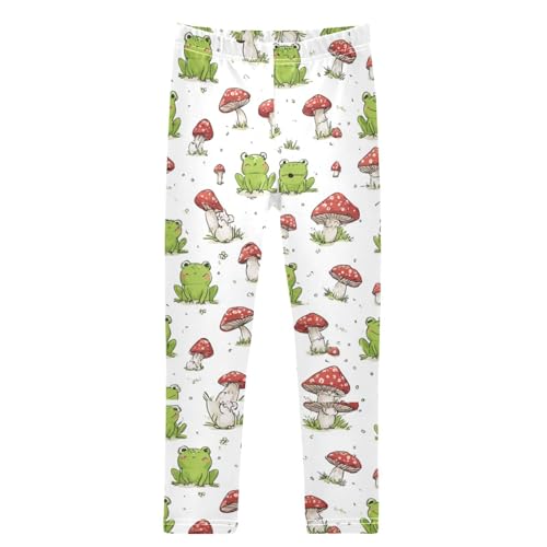 Red Mushroom Cute Green Frog Girls Leggings Kids Yoga Pants Dance Active Tights 4T
