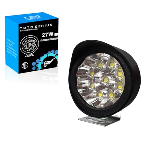 Image of 9 LED Round Fog Lights for Bikes | High Power, Universal Fit, Heavy Clamp, Strong Aluminum Body, Waterproof Driving Light for Motorcycle /Scooty
