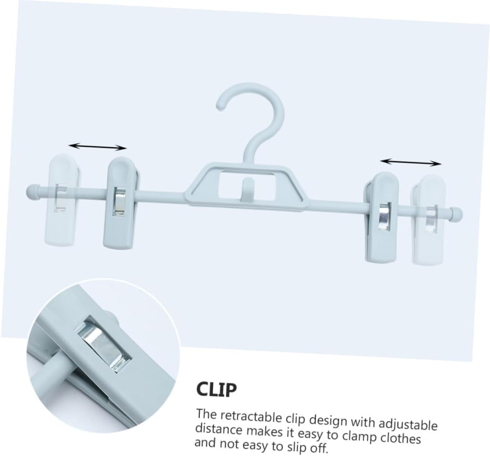 TIDTALEO 10pcs Adjustable Plastic Pants Hangers with Non-Slip Clips for Adults and, 35X14.5Cm Blue Laundry Drying Rack Clips for Wardrobe Organization