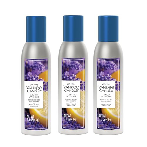 Yankee Candle Concentrated Room Spray Air Freshener Instant Home Fragrance Odor Eliminating Spray Lemon Lavender (Pack of 3)