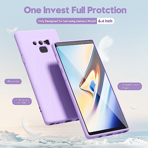 oakxco for Samsung Galaxy Note 9 Phone Case Liquid Silicone, Cute Thin Slim Soft Rubber TPU Plain Smooth Gel Cover for Women Girl, Matte Solid Protective & Shockproof,Lilac Lavender Light Purple by oakxco - Used condition - Image 3