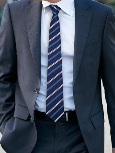 Image of Luckyvestir Striped Ties for Men Classic 3.15 inch Men's Tie Formal Neckties for Business Graduation Dinner Wedding