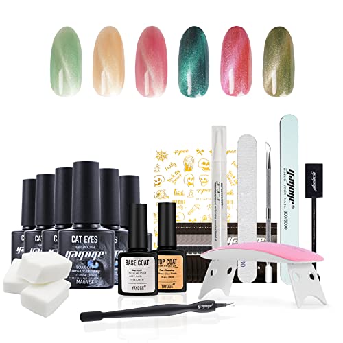 Yayoge Gel Nail Polish Kit ,6 Colors Gel Nail Polish Base and Top Coat ,UV Gel Nail Polish Set ,Soak Off Gel Nail Art Manicure Kit, Ideal Gifts DIY Salon and Home