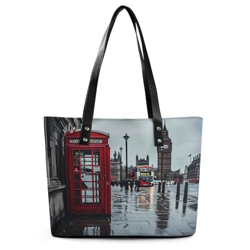 BTCOWZRV Red Phone Booth London Street Tote Bags for Women