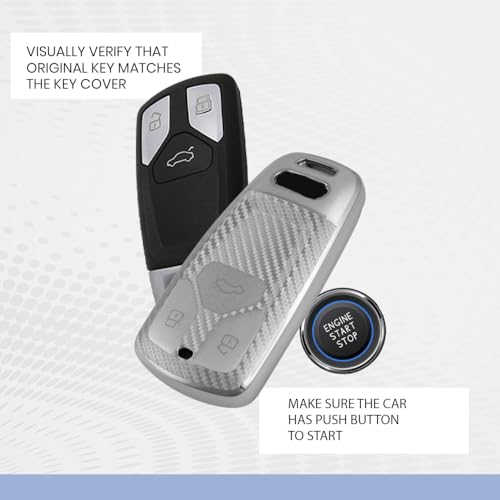 Image of Keyzone Silverstar TPU Key Cover & Keychain fit for Audi Q5, A5, A8, Q7, A4, A6 3 Button Smart Key (Silver)