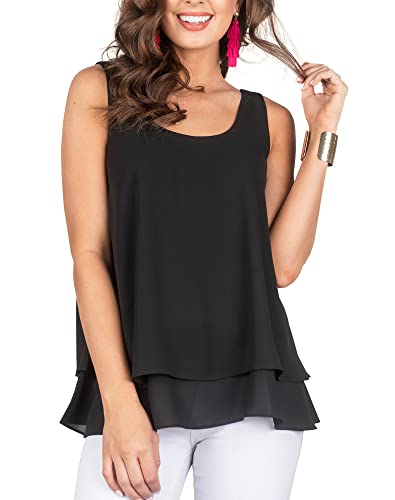 トップス ENFOLD LAYERED A-LINE TANK-TOPS LAYERED A-LINE TANK-TOPS｜38｜BLK｜SHIRTS AND BLOUSES