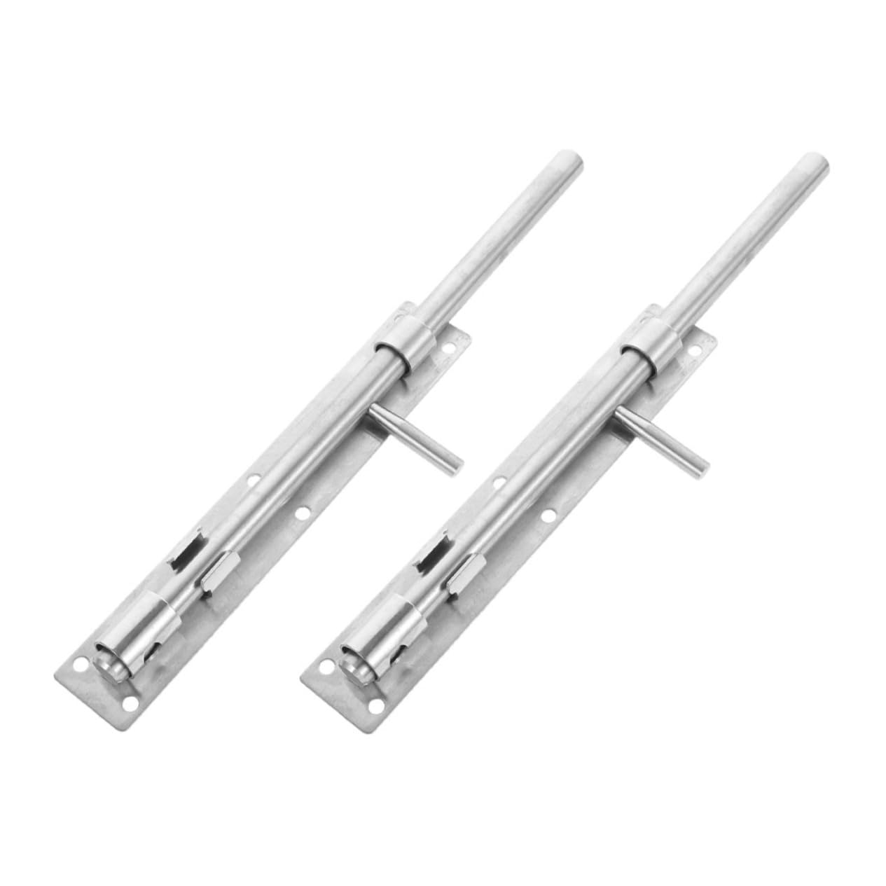 Verrou de Porte Coulissant en Acier Inoxydable Argenté 2 Pièces, Haute Dureté et Résistant la Casse, pour Bars et Chambres, Distance Trou 216mm