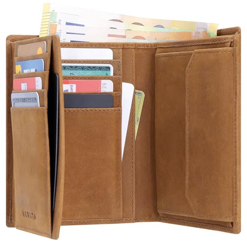 KORUTA Leder Geldbörse Herren mit RFID Schutz I Portemonnaie Groß mit Münzfach I 13 Fächer I Echtleder Geldbeutel für Männer I Brieftasche… – Ansicht 7