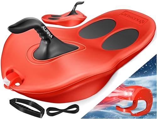KESSER® Bob Schneebob Alpina Mit LED Licht inkl. Zugseil Schlitten Rodelschlitten Kinderschlitten Zipfelbob Kunststoffrodel Stabil für Kinder & Erwachsene Schneesport Winter Sports ZIPFEL Schlitten