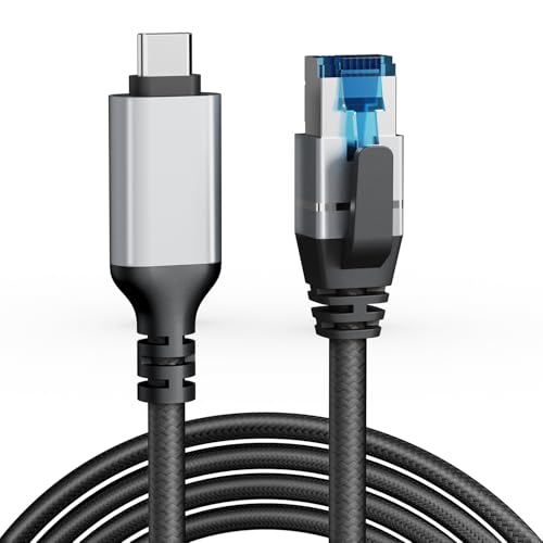 USB C to Ethernet Cable 6 FT Gigabit Network Round Type C to RJ45 LAN Cord Directly Connected Thunderbolt 3/4 Compatible for MacBook Pro/Air iPhone 15 iPad Pro Galaxy Smartphone Laptop PC